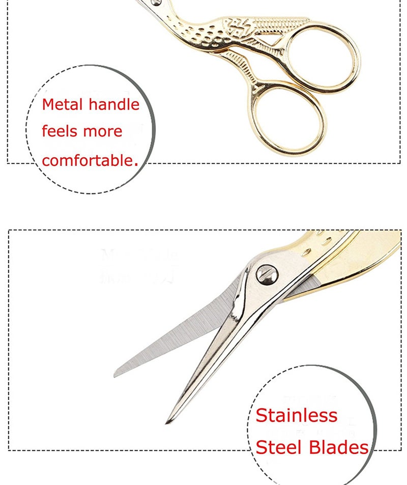 BIHRTC Gold Vintage Plum Blossom Scissors and Classic Crane Design Sewing Scissors for Embroidery, Sewing, Craft, Art Work & Everyday Use - Image 2
